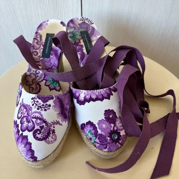 Burberry Wedge Wrap Sandals - Picture 2 of 8